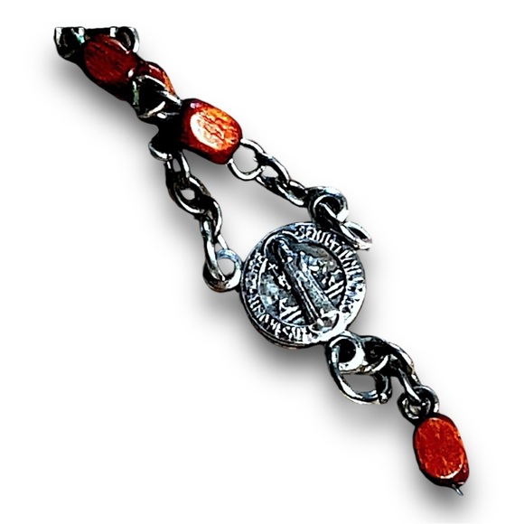 💀 🎃Silver-tone and brown bead necklace 17” - Picture 7 of 16